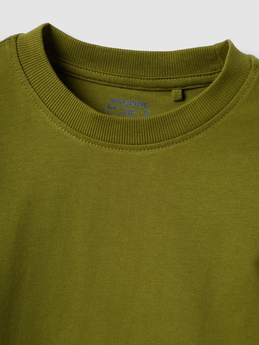 Green crew-neck T-shirt in pure organic cotton for boys, regular fit_2