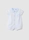 Newborn pure white cotton romper with pointed collar_0