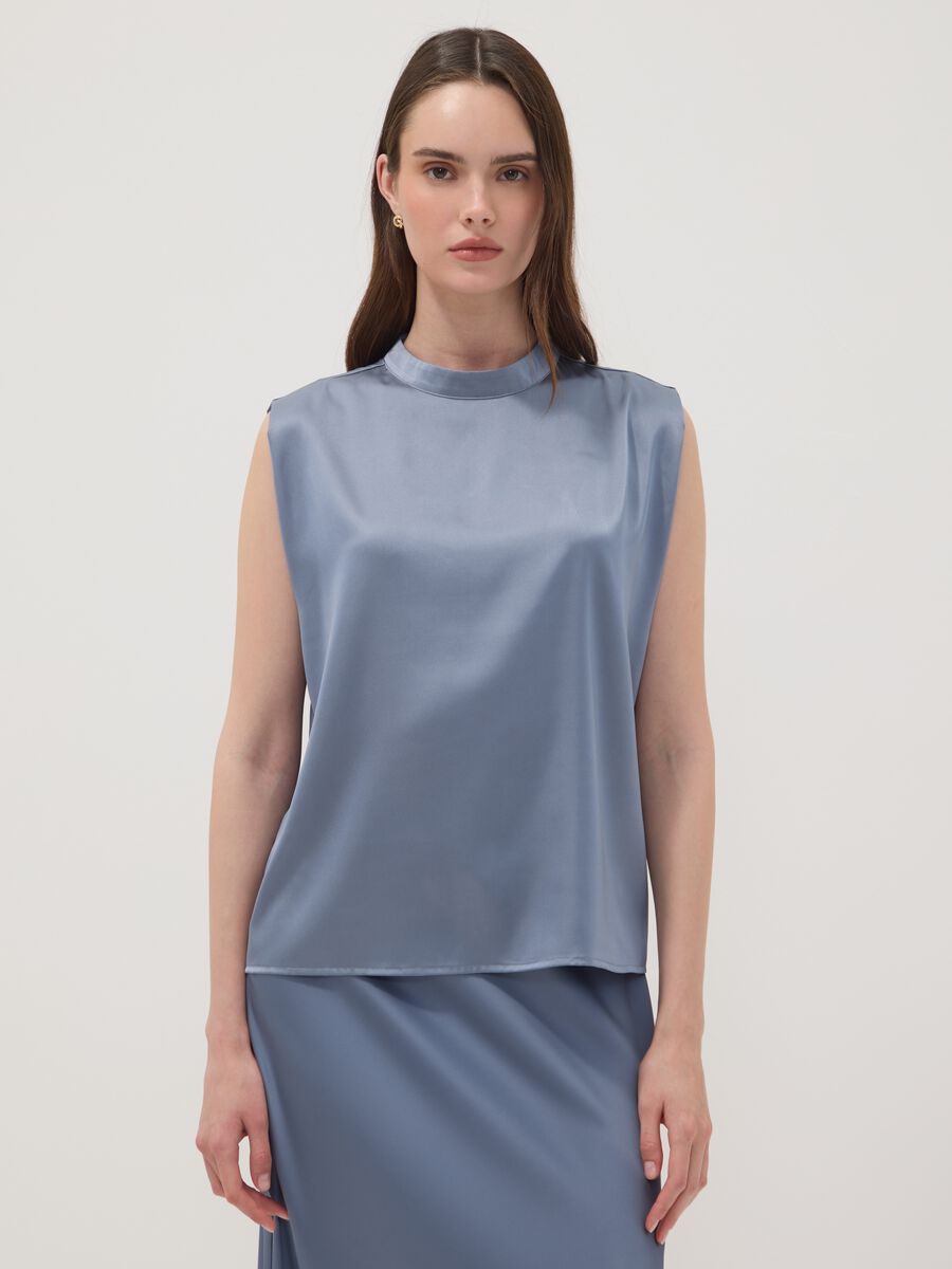 Grey stretch high-neck top_1