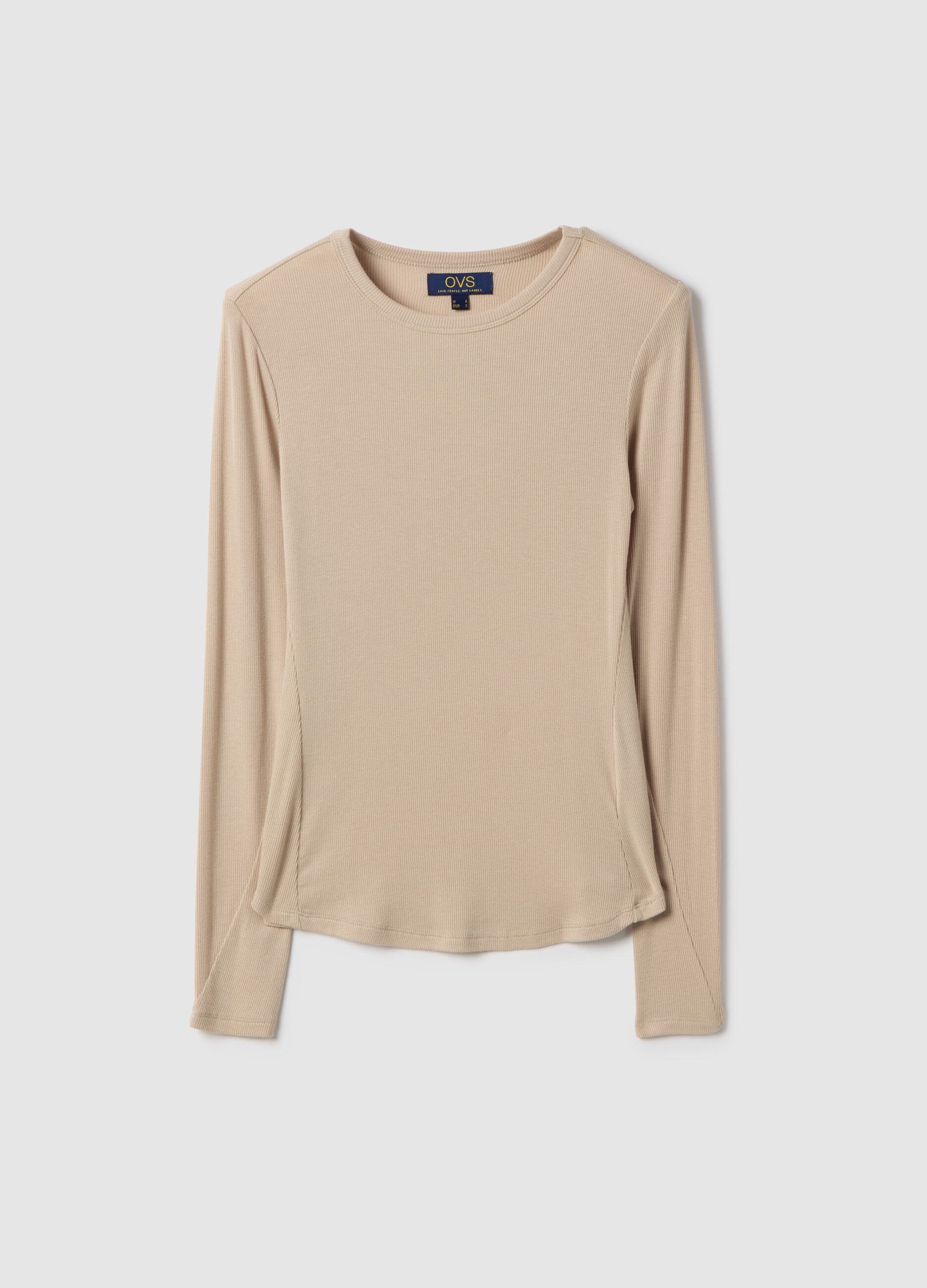 Beige Stretch Modal Regular Fit Top