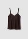 Brown pure viscose crochet tank top, regular fit_4