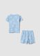 Light Blue Pure Cotton Baby Short Pyjamas with Nautical Print_1