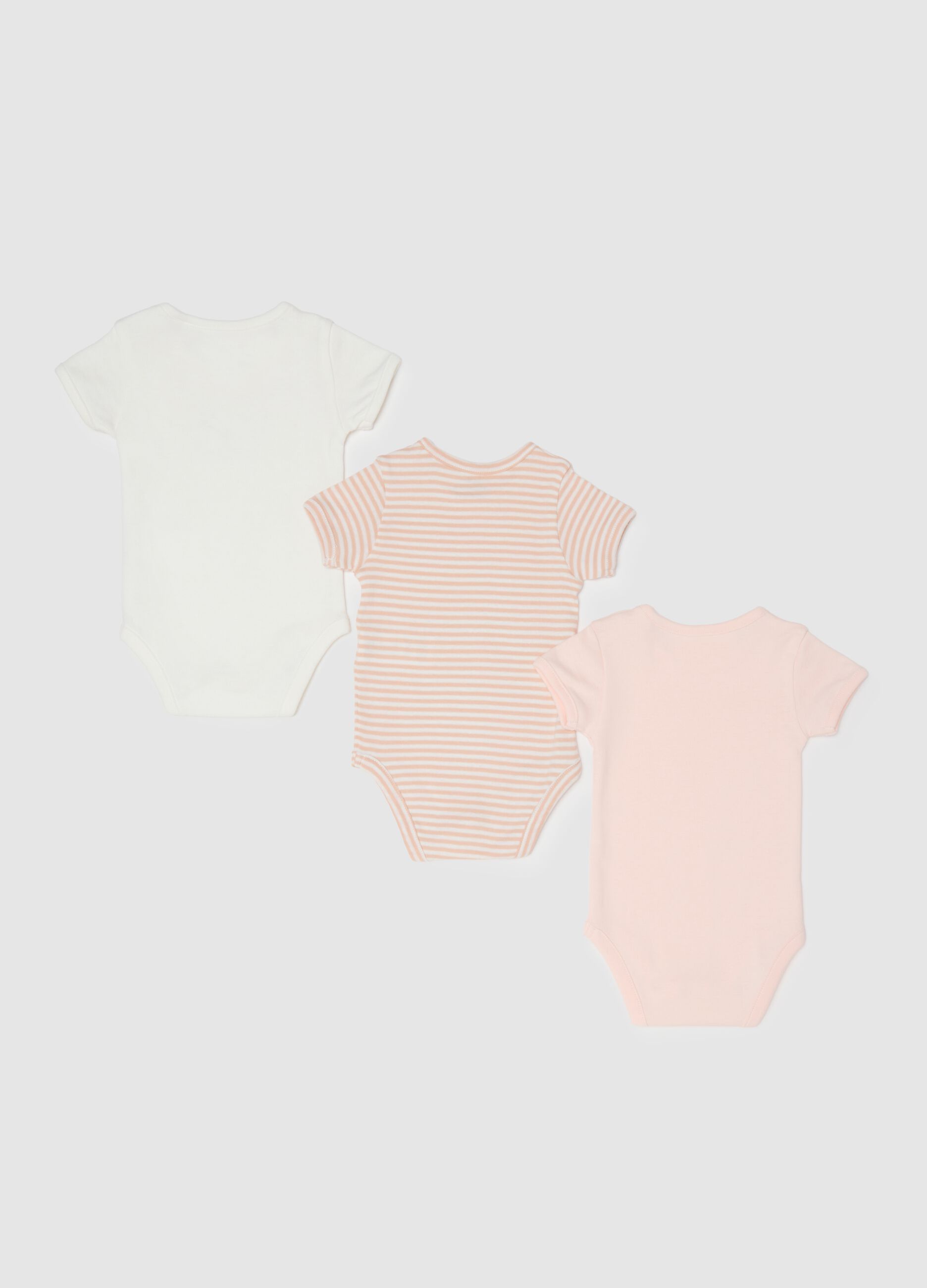 Tripack pure cotton multicolour baby bodysuits with button closure