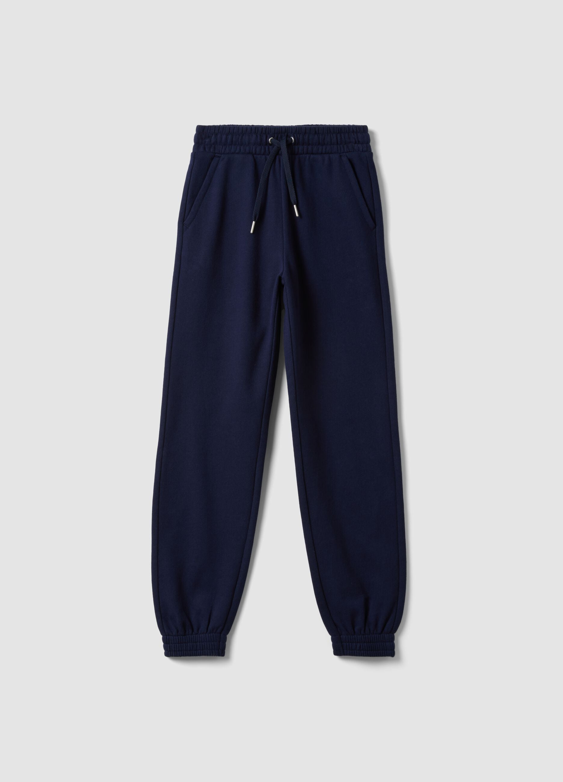 Blue organic cotton joggers, regular fit, for girls