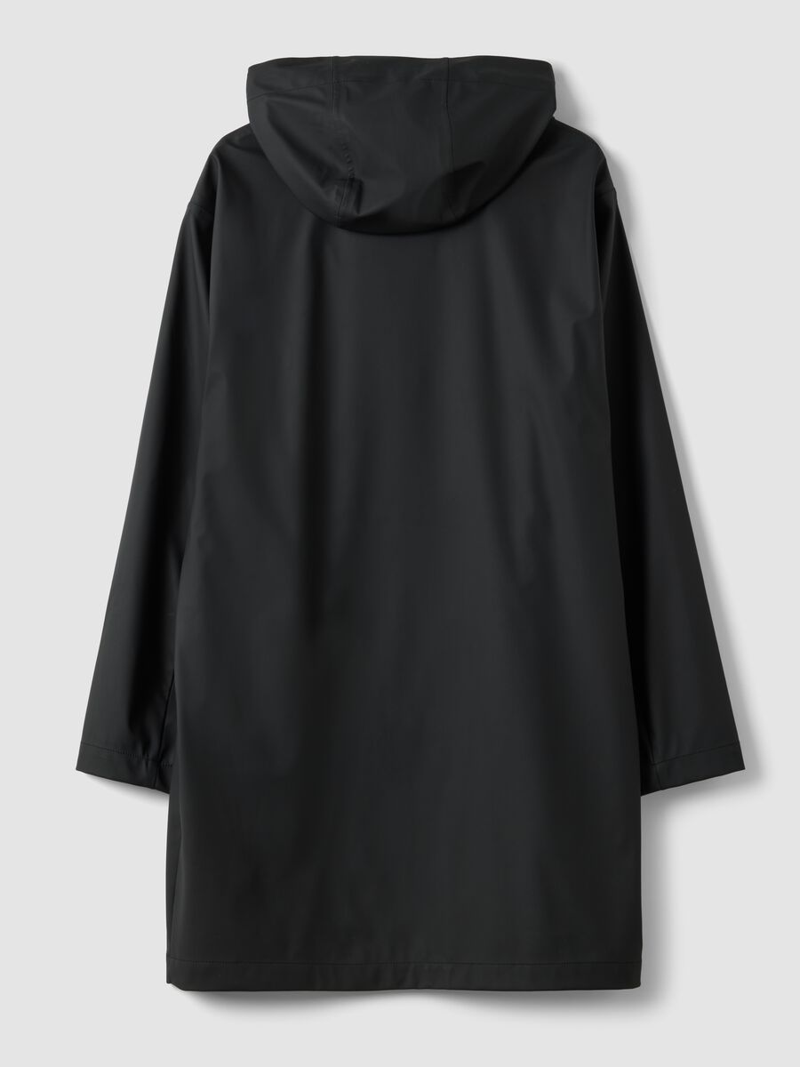 Impermeabile nero regular fit con zip_2