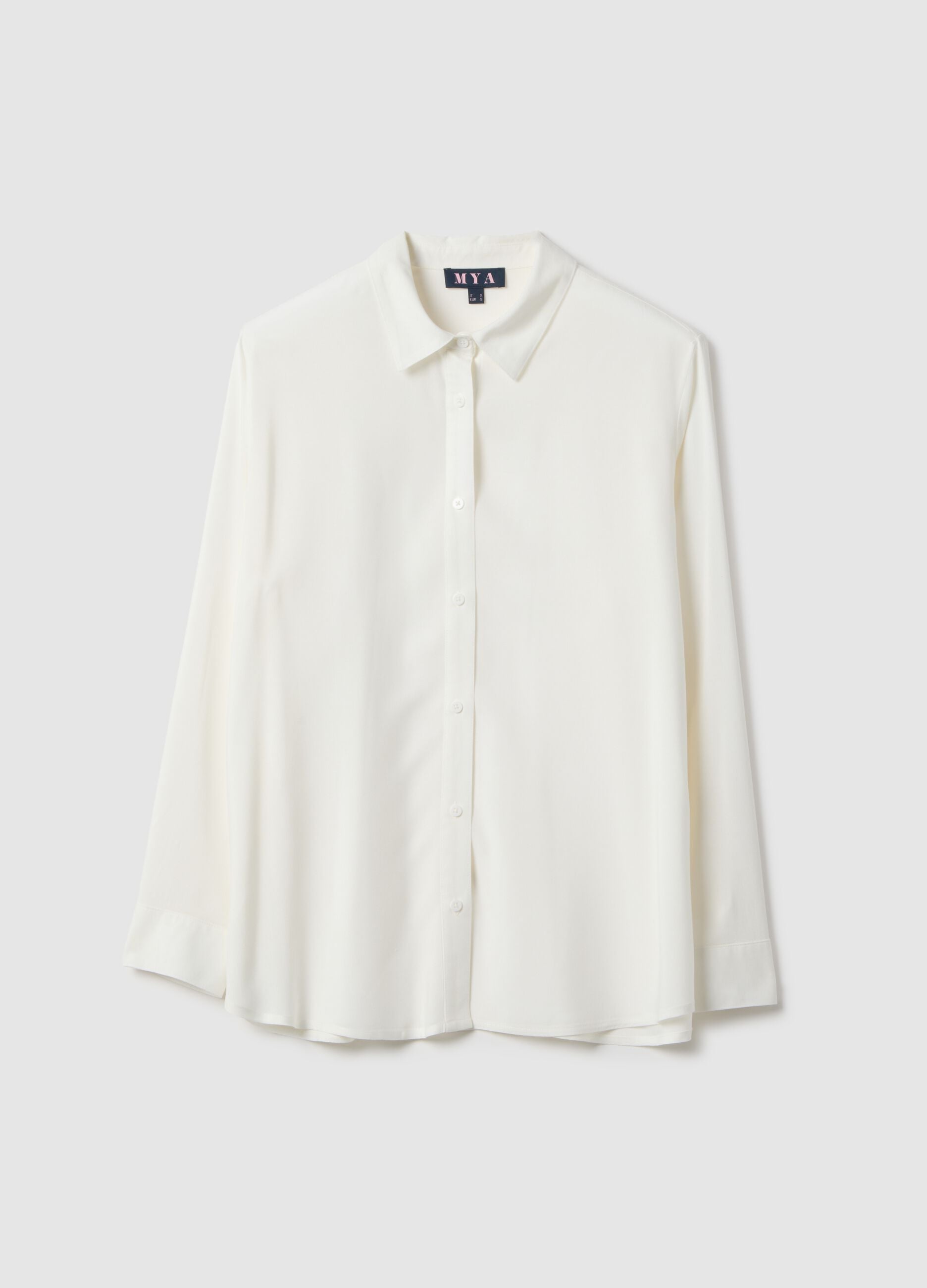 White Pure Viscose Shirt Regular Fit