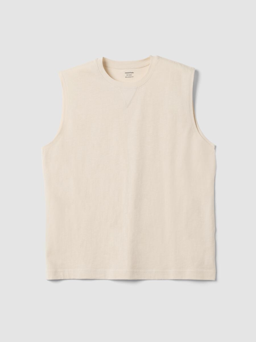 Beige pure cotton vest_4