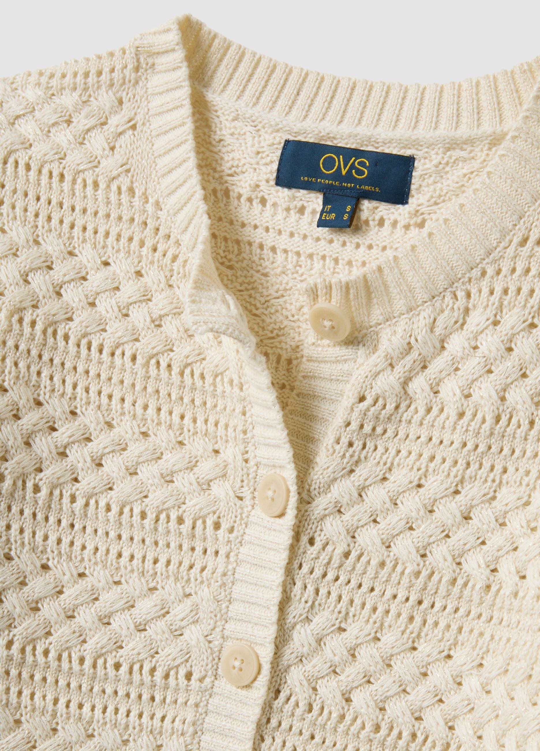 White cotton-blend regular-fit knitted cardigan