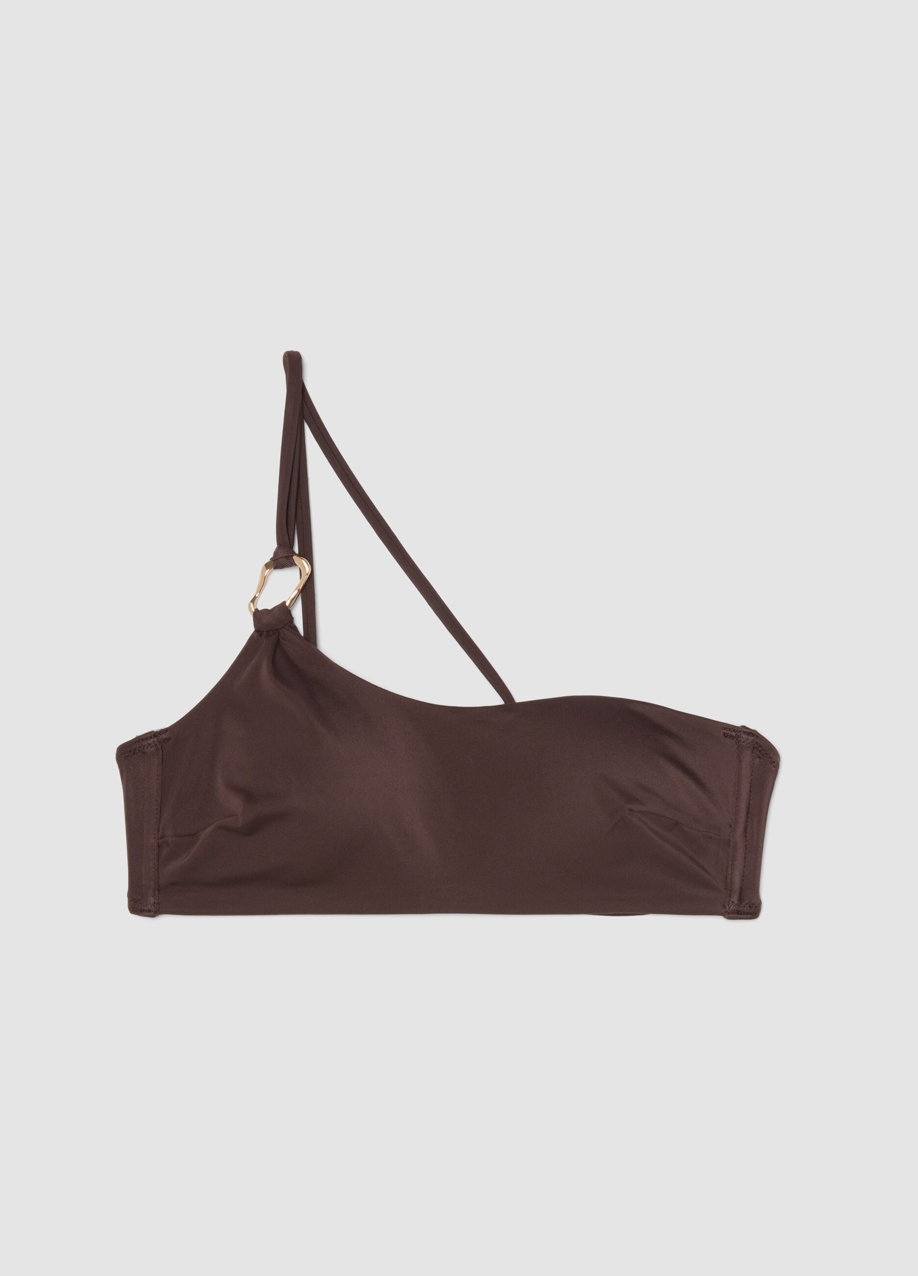 Brown stretch bikini top with straps