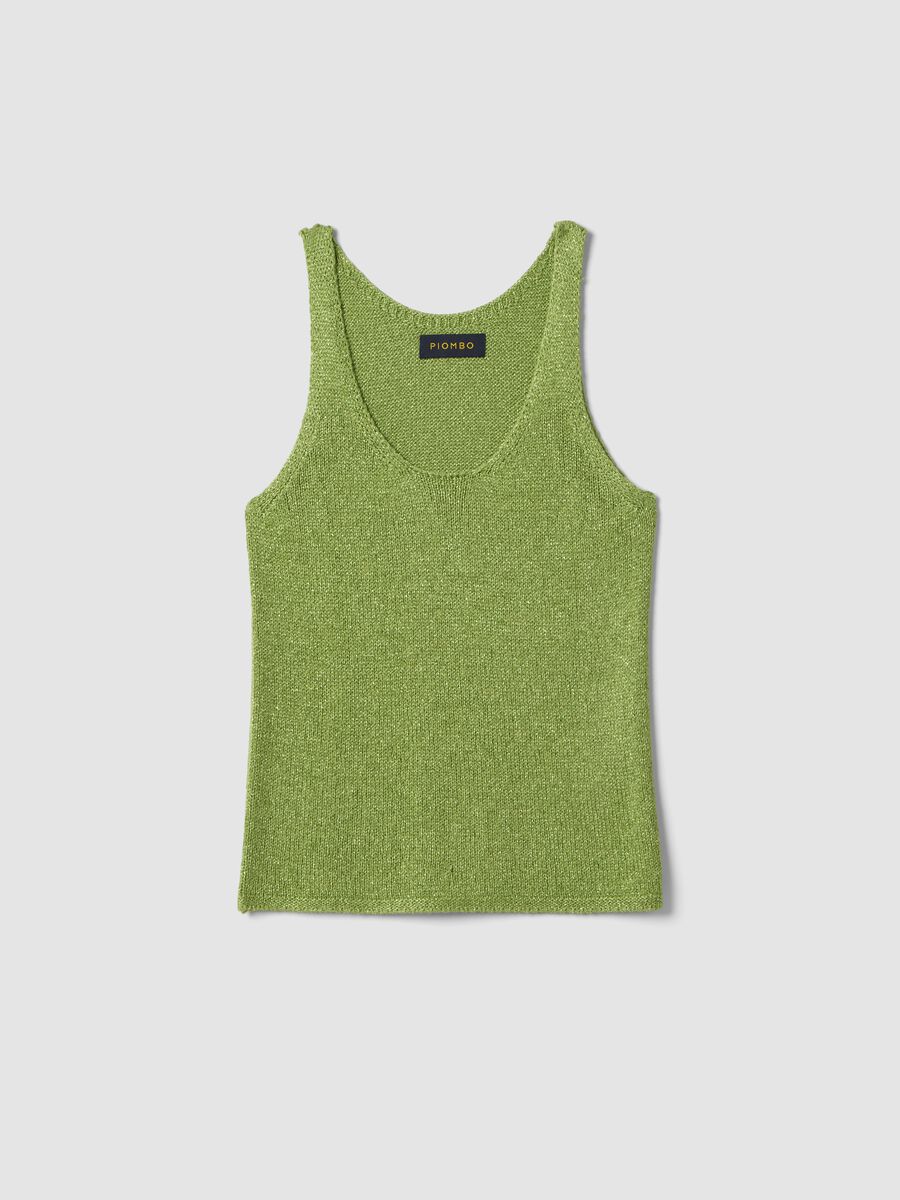 Green glitter viscose-blend tank top, regular fit_4
