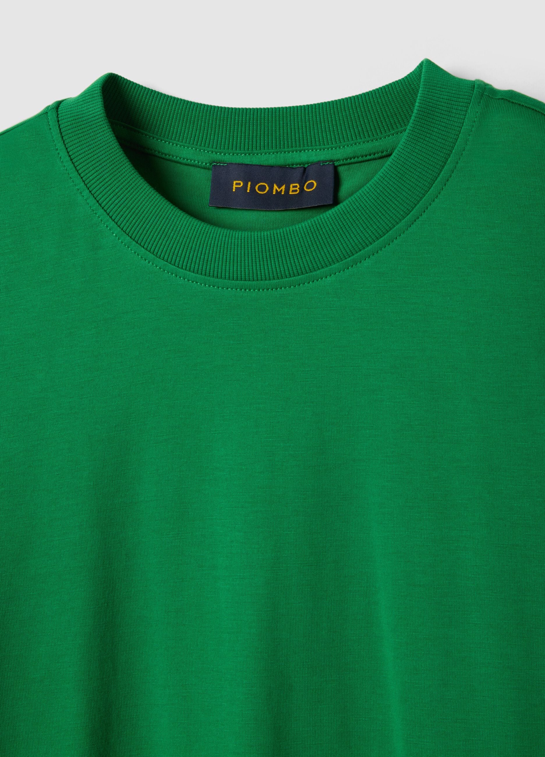 Regular Fit Green Crew Neck Cotton T-shirt