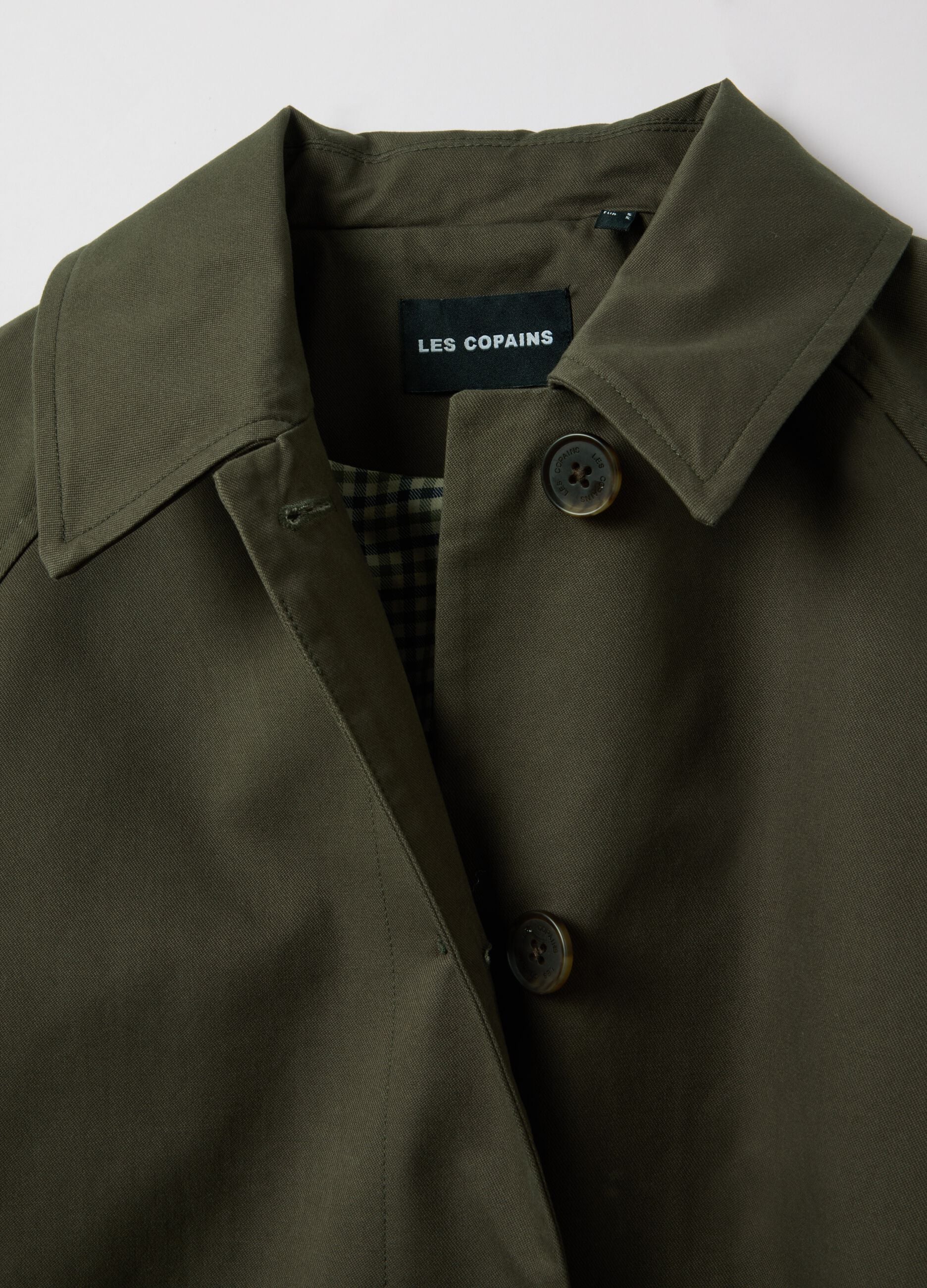 Green pure cotton jacket with buttons, regular fit