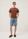 Brown pure cotton regular fit T-shirt with Henley collar_1