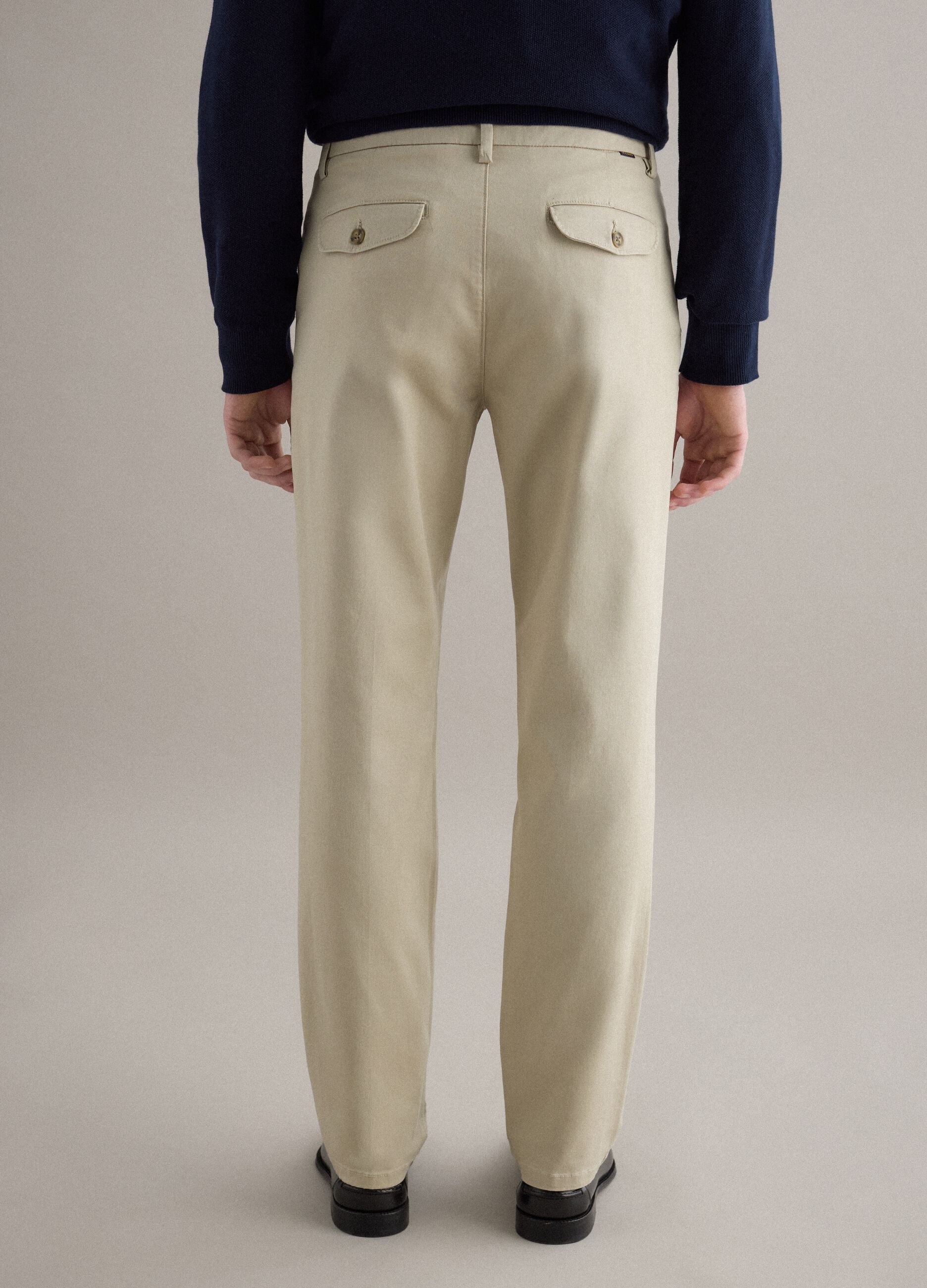 Beige Slim Fit Stretch Cotton Chino Trousers