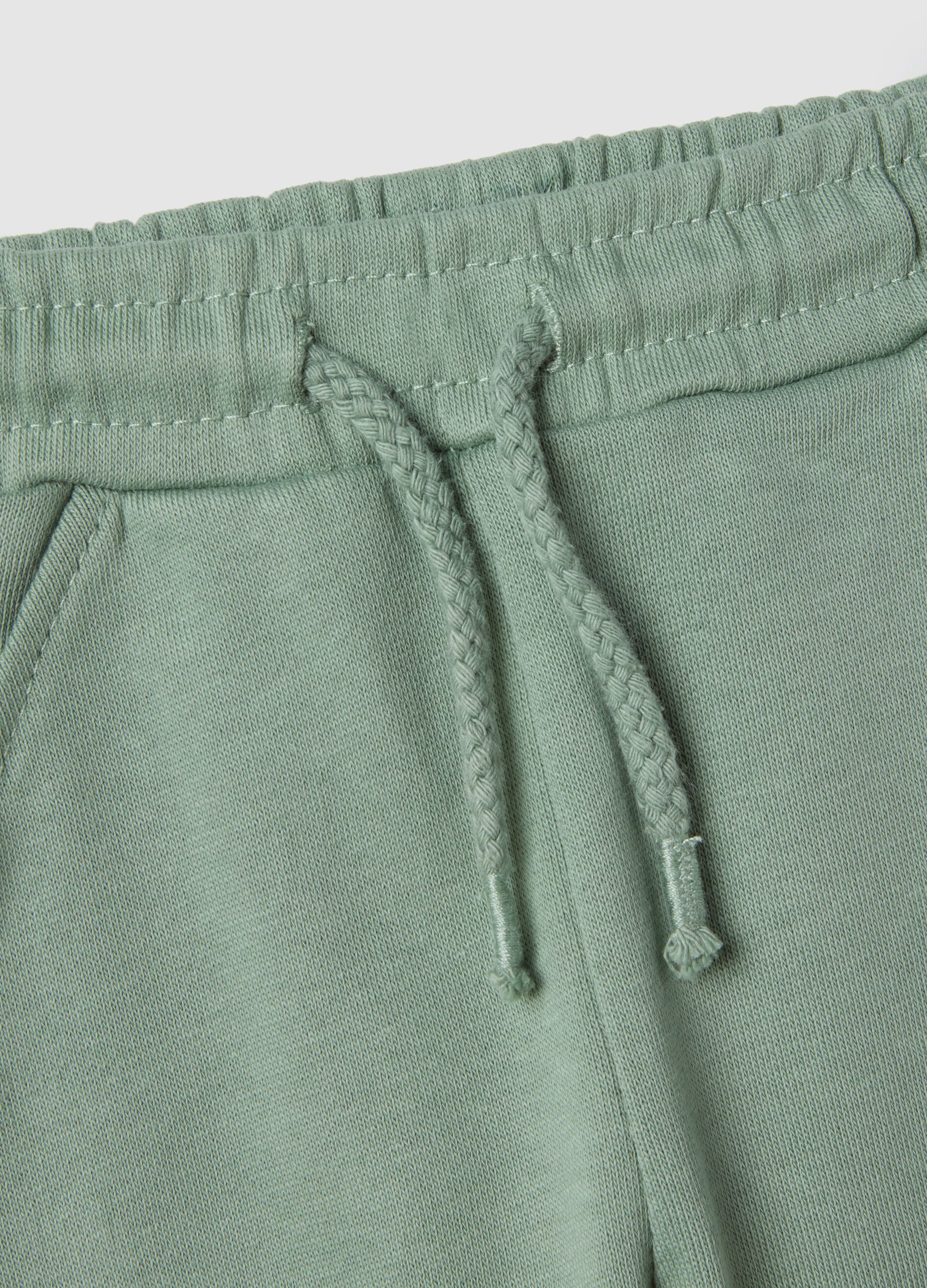 Boys' green pure cotton jogger trousers in regular fit