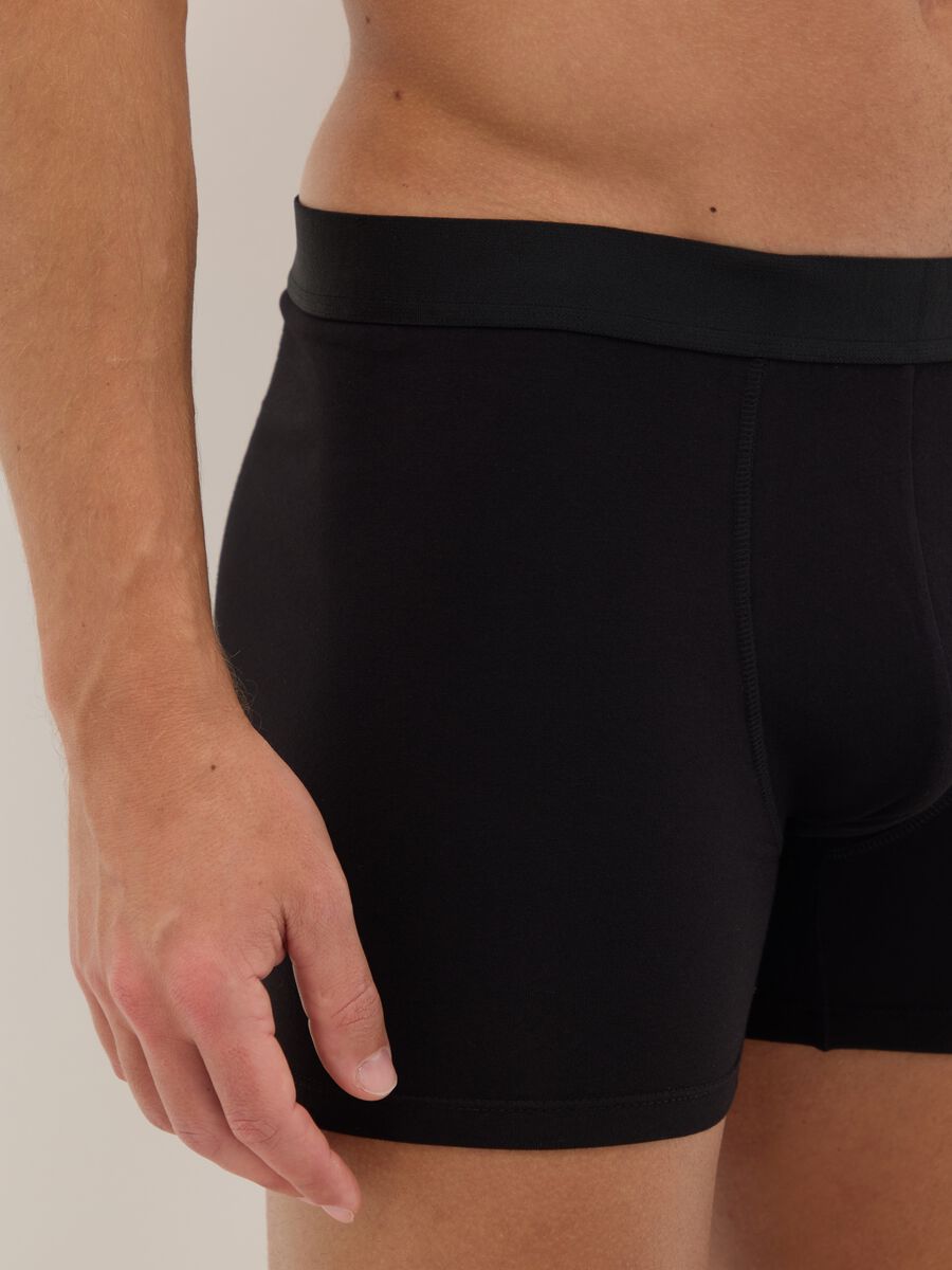 Tripack boxer midi neri in cotone organico elasticizzato regular fit_3