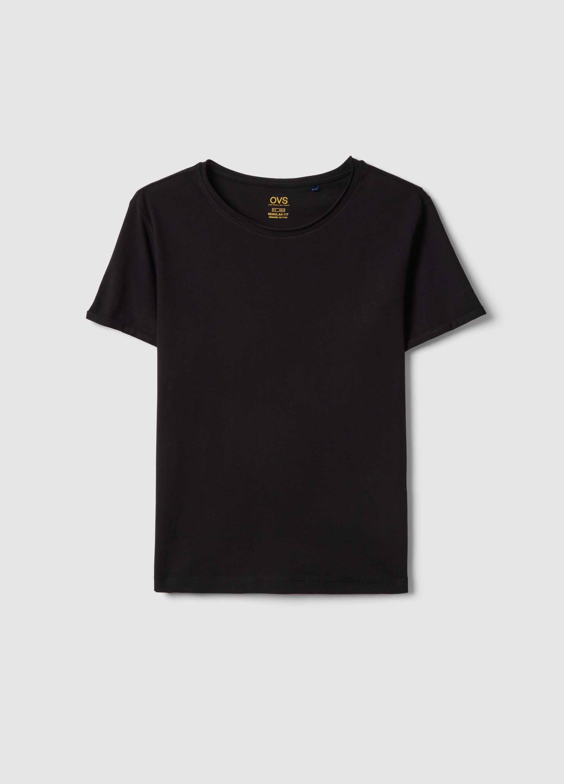 Black pure cotton short sleeve T-shirt regular fit