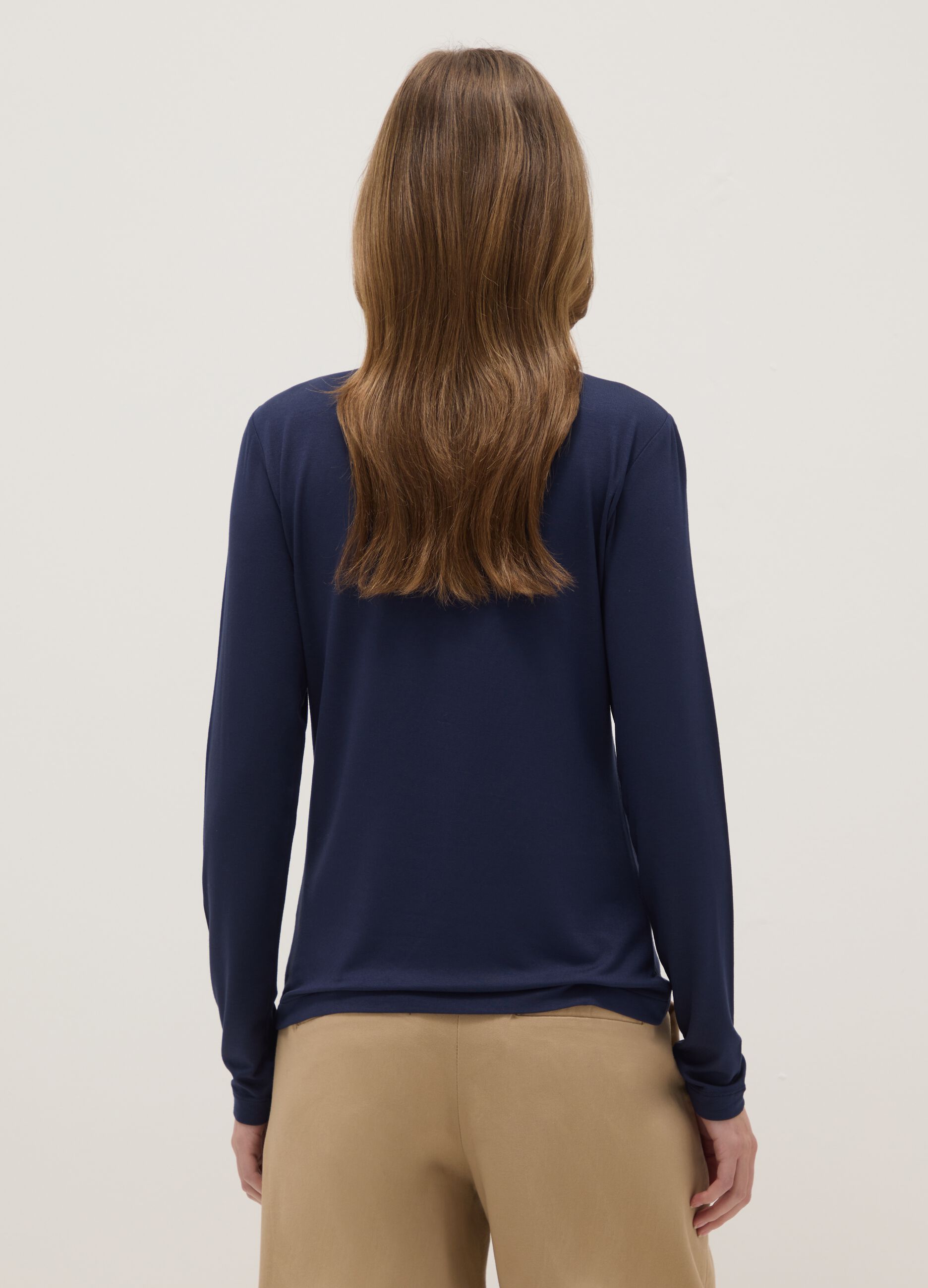 Blue crew neck long sleeve regular fit jumper