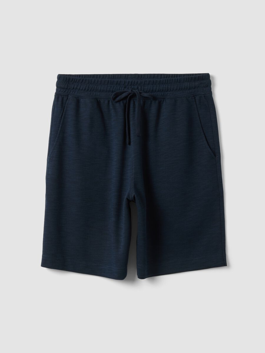 Blue cotton-blend pyjama shorts, regular fit_4