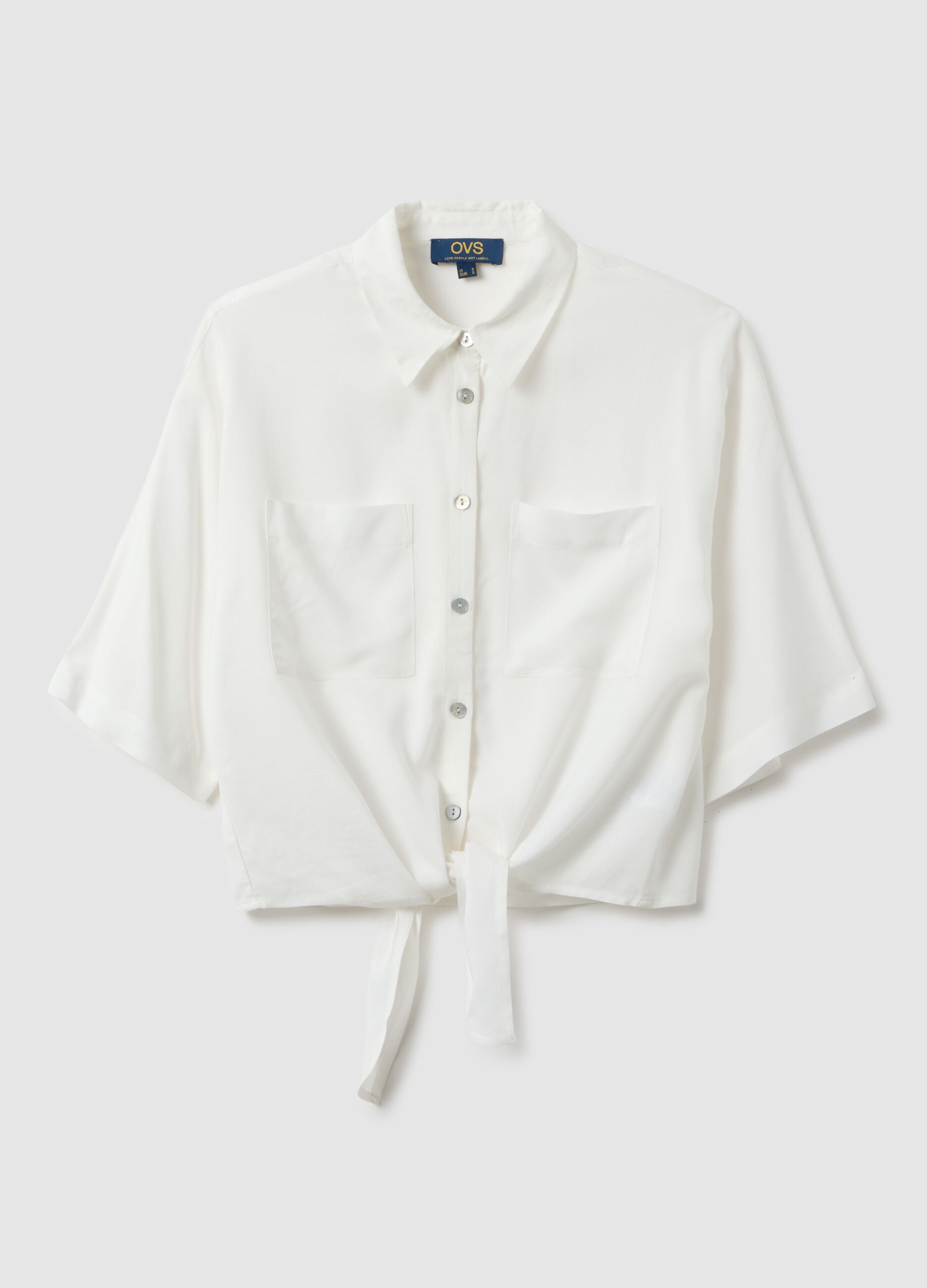 White pure viscose regular fit shirt
