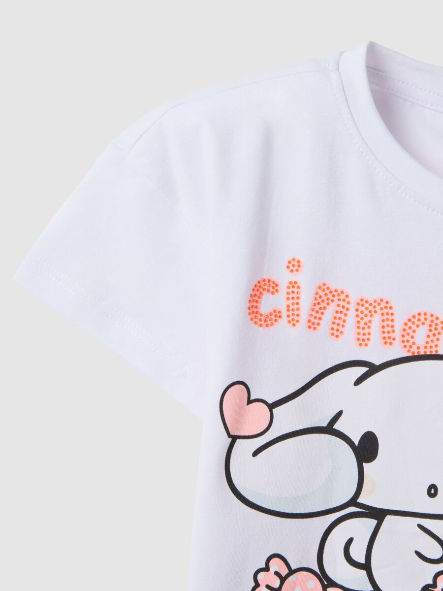 Girl's white stretch cotton T-shirt with print_3