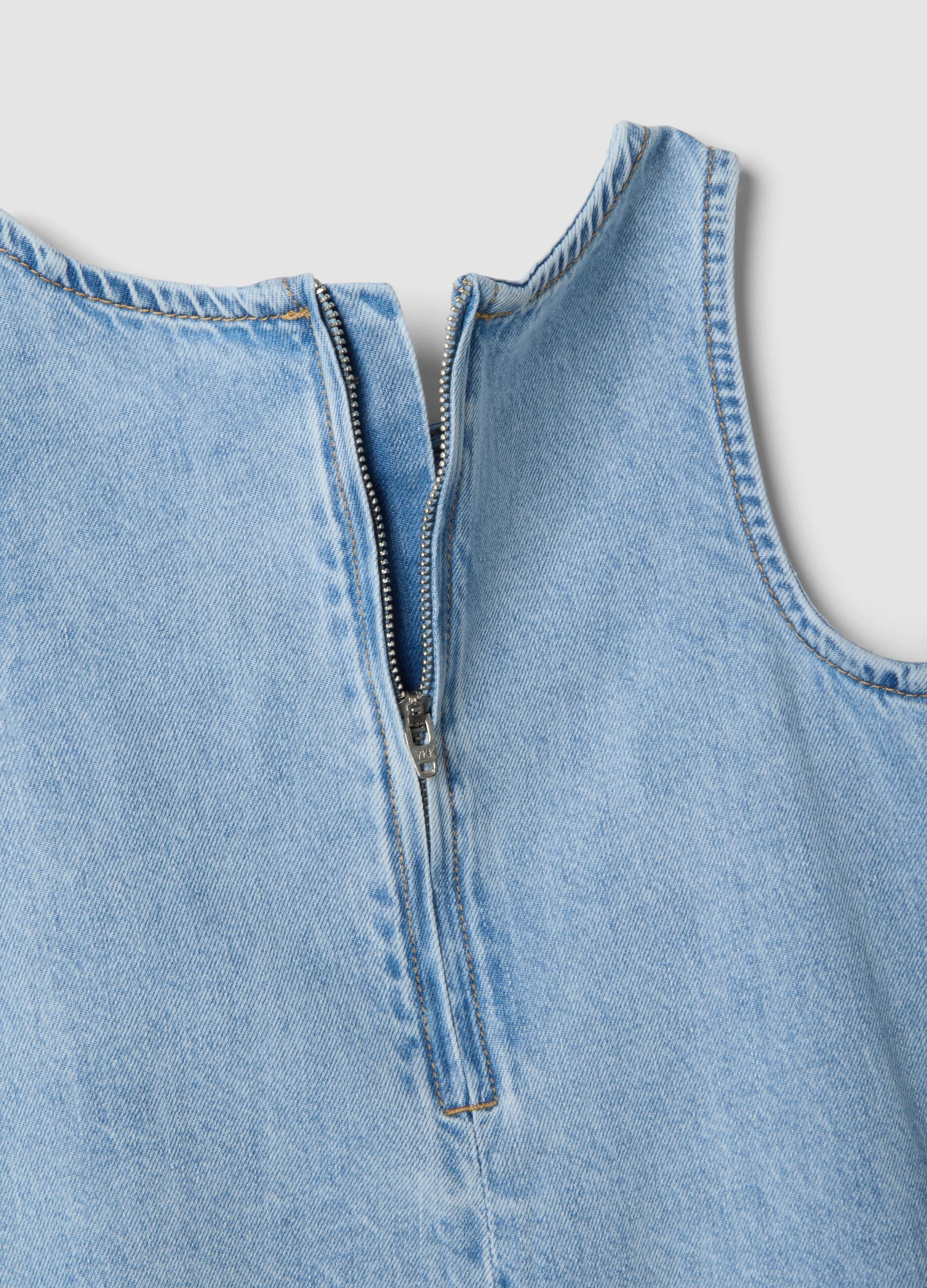 Girls&rsquo; light blue denim sleeveless dress in cotton blend, oversized fit