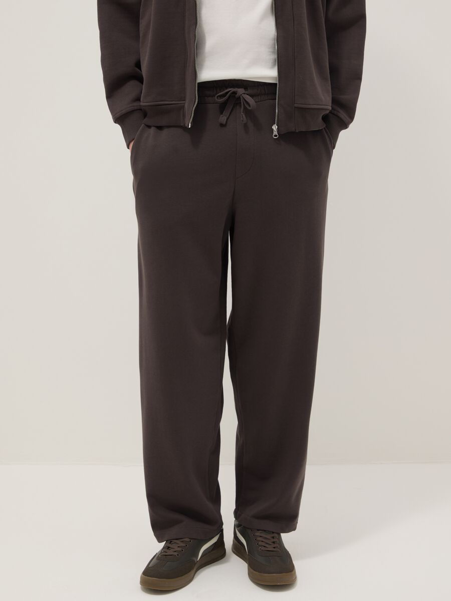 Regular Fit Brown Cotton Blend Trousers_1
