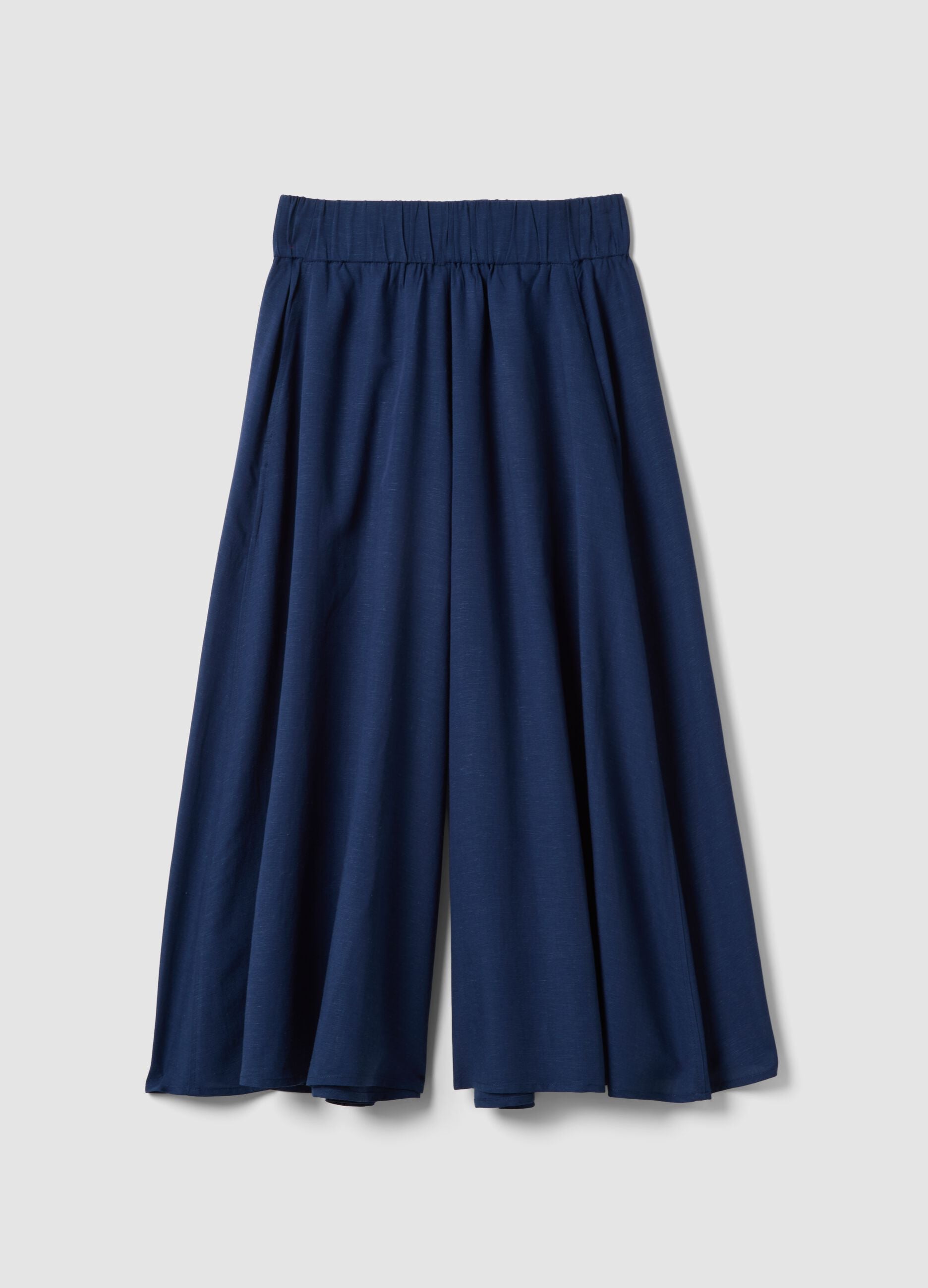Multicoloured striped skirt in a viscose-linen blend