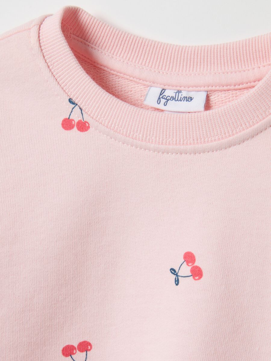 Felpa girocollo rosa da bimba in puro cotone regular fit con disegni_2