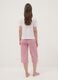 Pink and white organic cotton pyjamas with cropped trousers_2