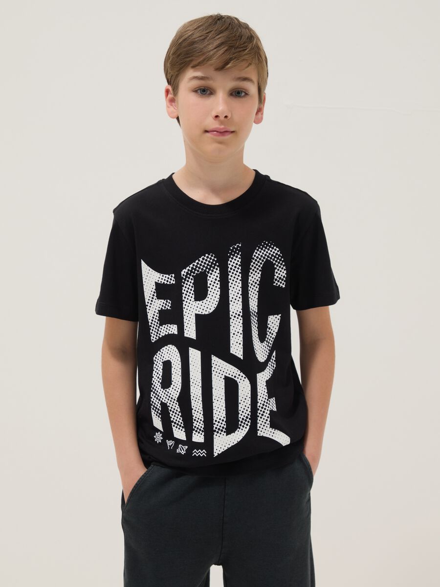 Black short-sleeve organic cotton T-shirt_1