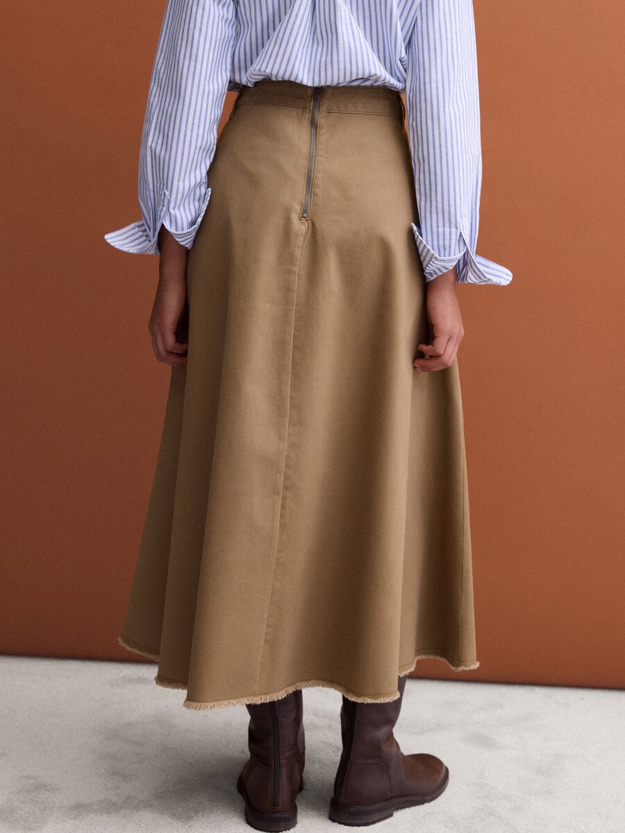 Brown midi skirt in pure cotton_2