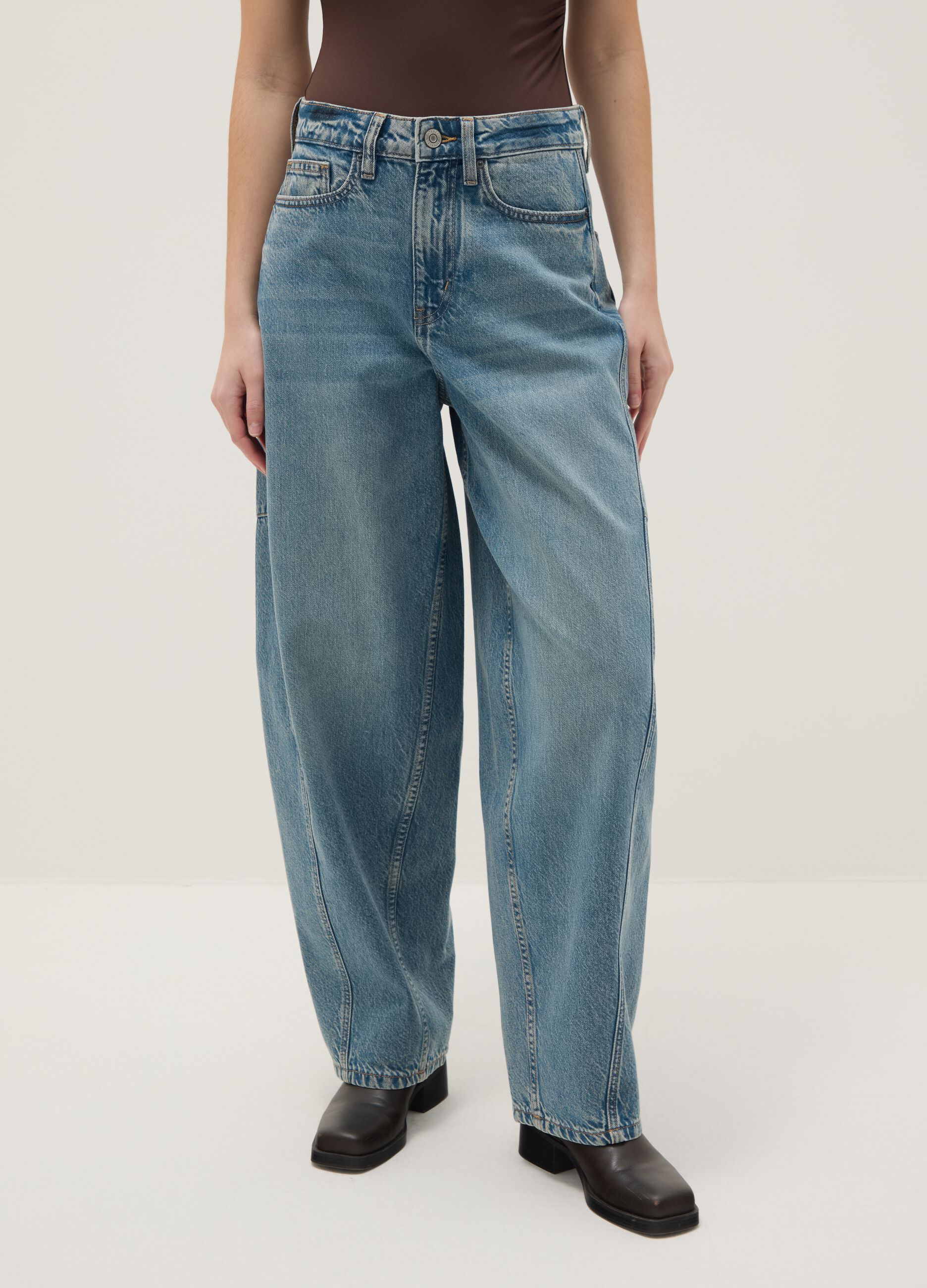 Pure Cotton Blue Regular Fit Skater Jeans