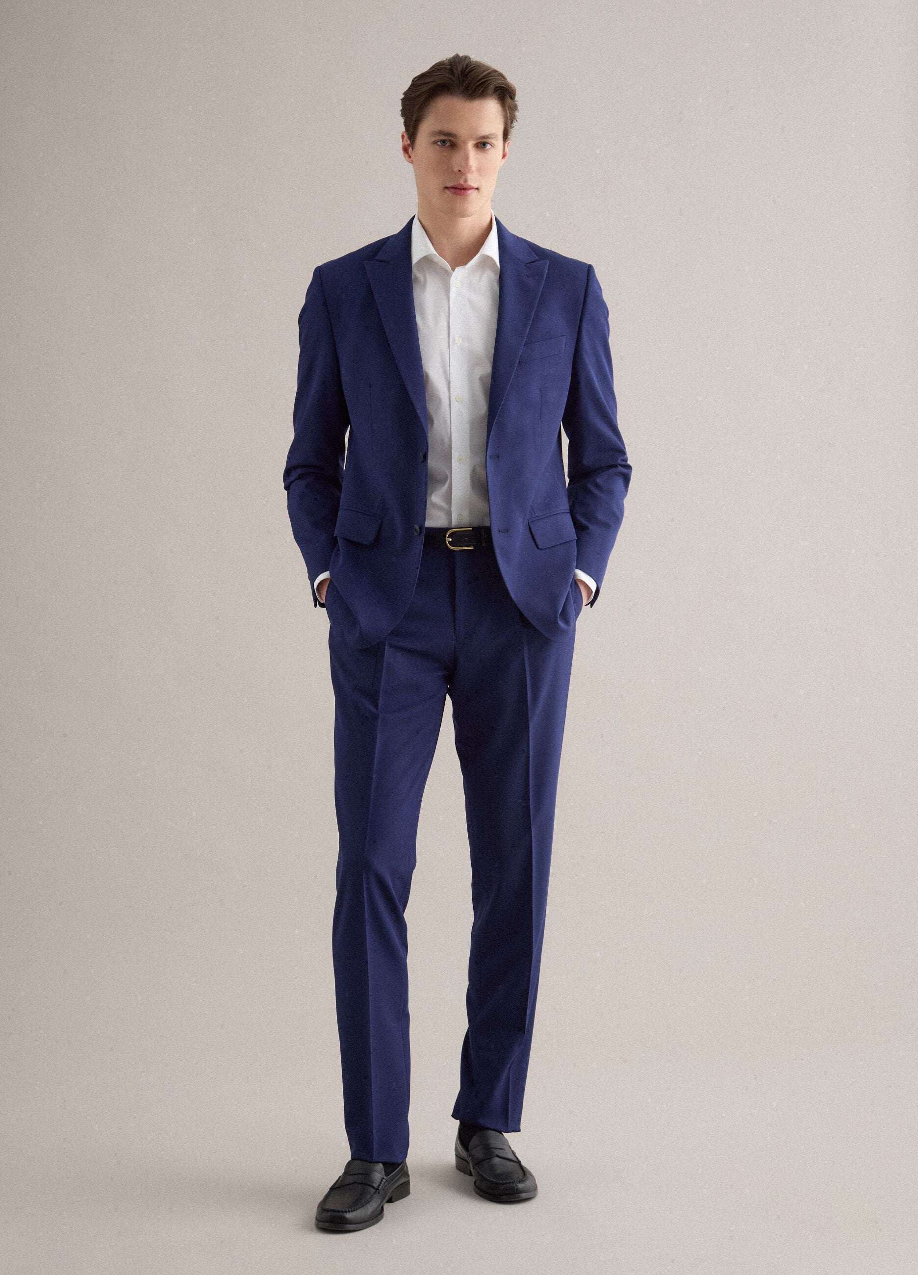Blue Slim Fit Jacket with Notched Lapel