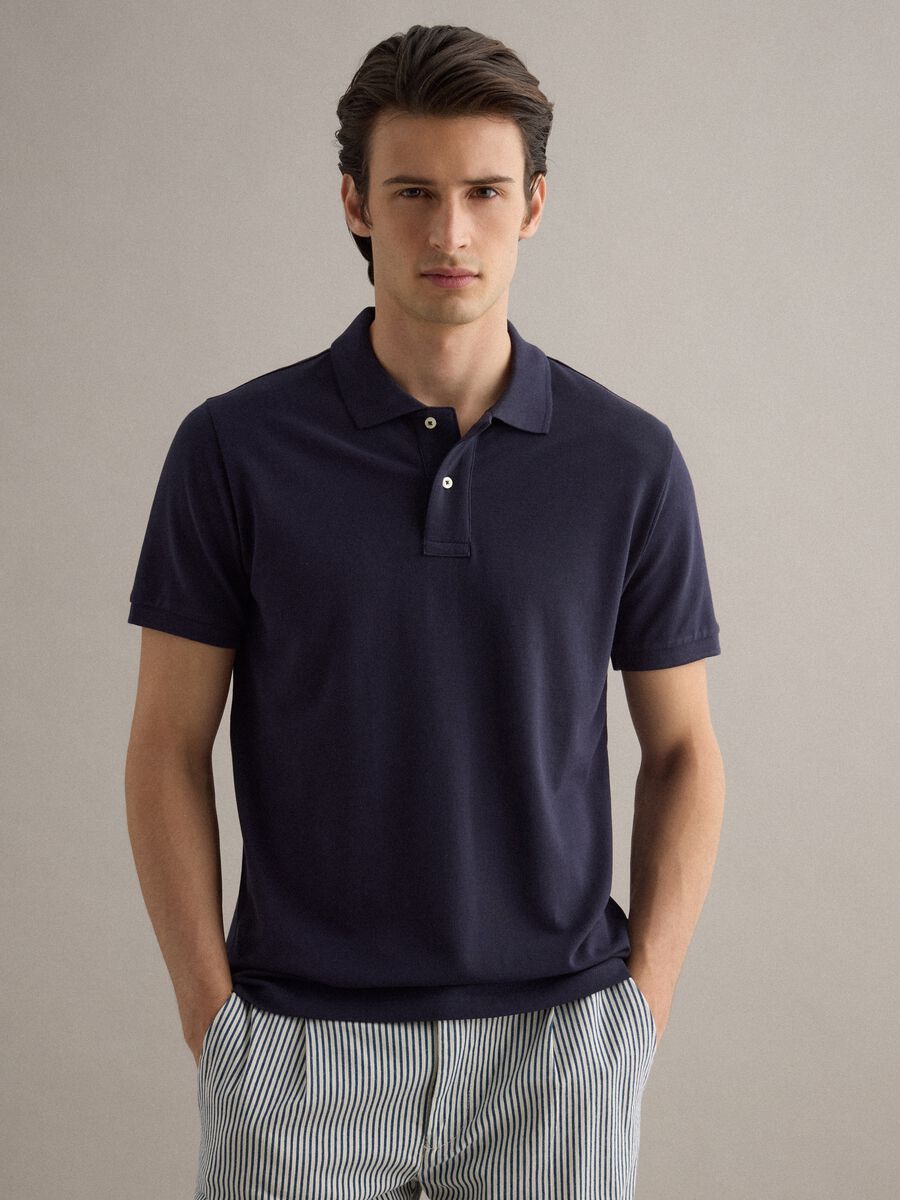 Blue Supima cotton polo shirt, regular fit_1