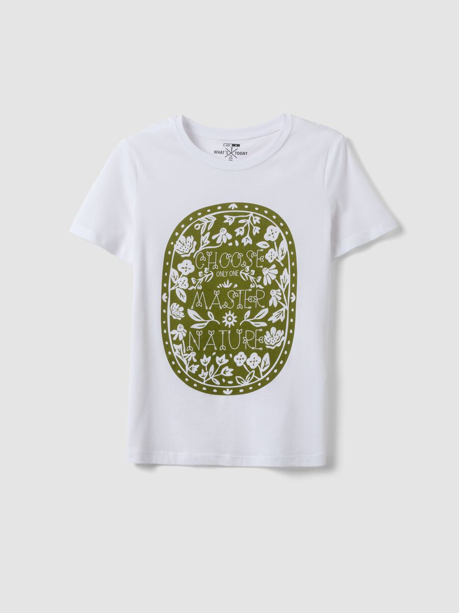 Regular fit white pure cotton T-shirt with print_4