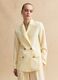 Beige double-breasted Lyocell and linen blazer, regular fit_0
