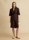 Brown regular fit lyocell and linen blend blazer with belt_2