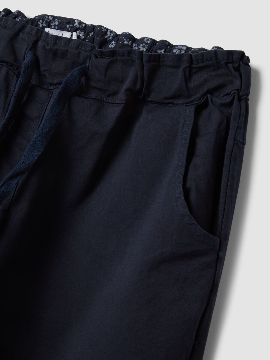 Blue stretch cotton trousers with drawstring_5