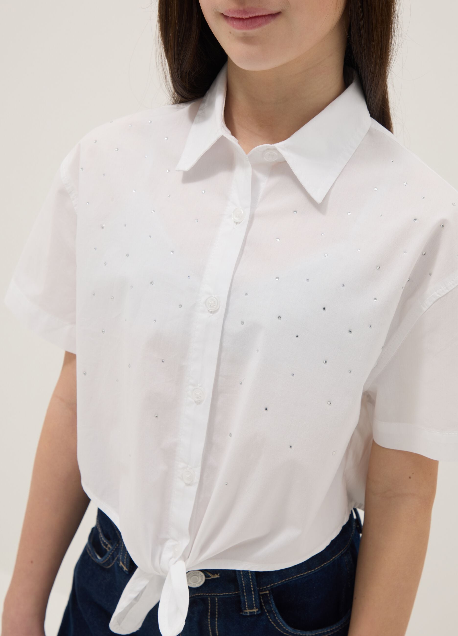 White short sleeve pure cotton regular fit shirt