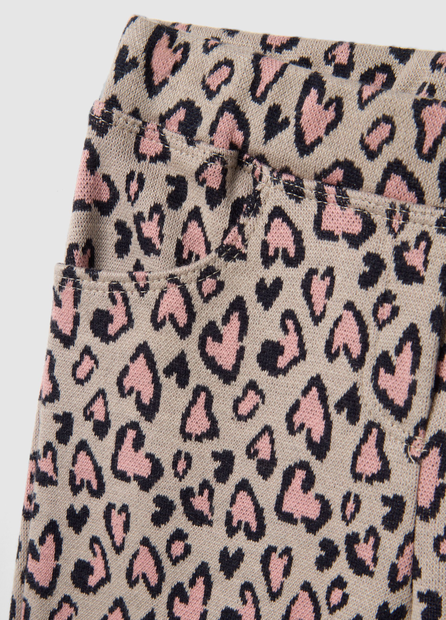 Slim fit leopard print cotton stretch treggings for girls