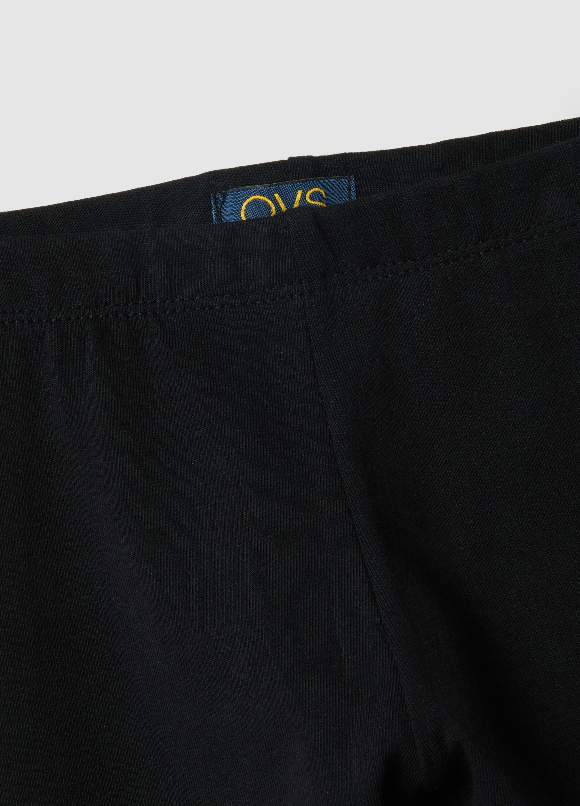 Girls' black stretch cotton slim fit leggings