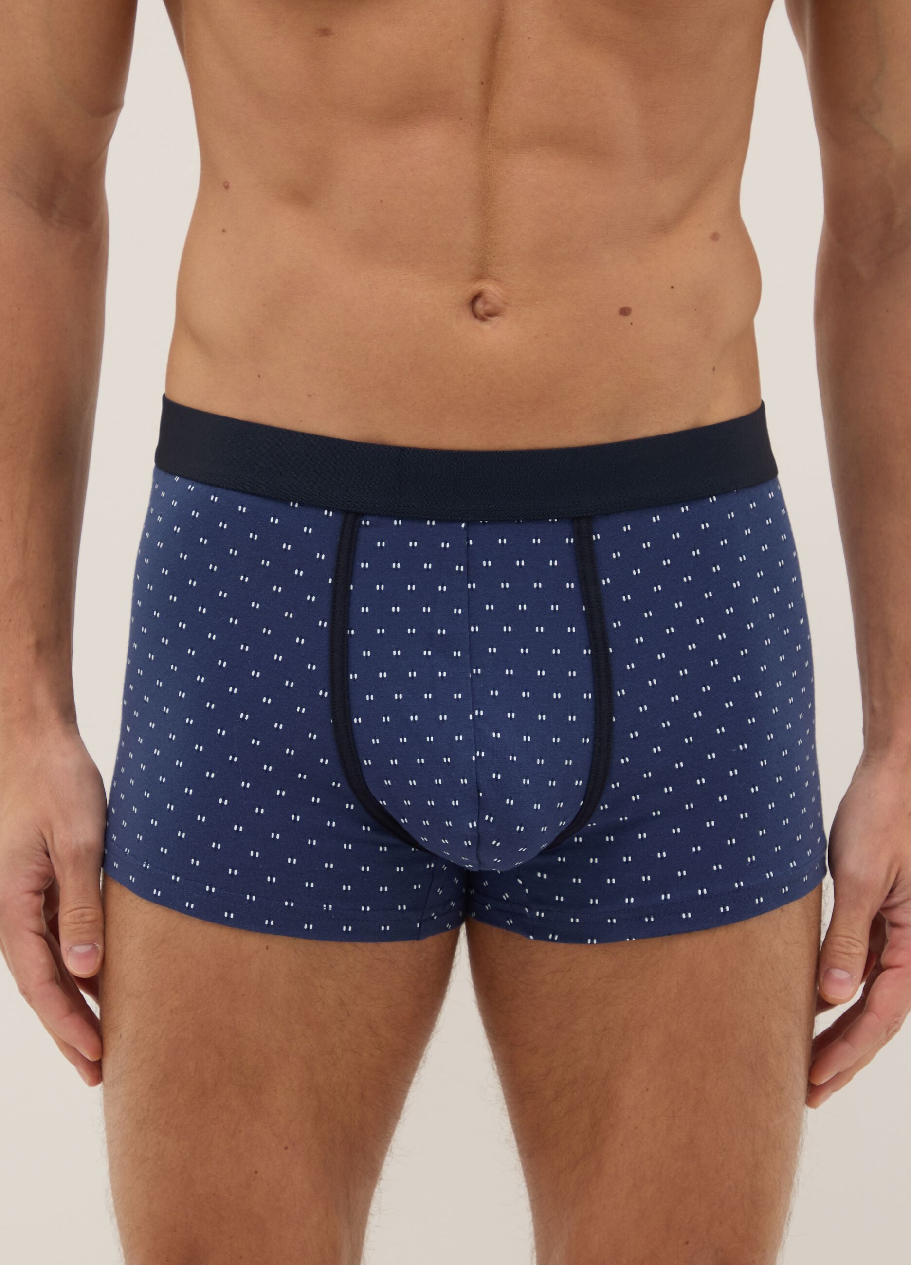 Tripack of regular fit blue stretch cotton boxers
