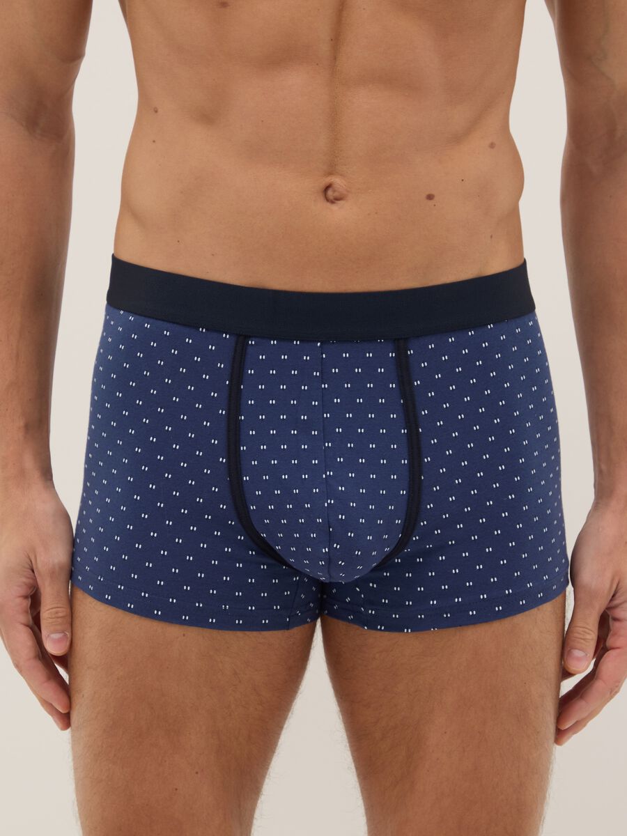 Tripack boxer in cotone organico elasticizzato blu regular fit_1