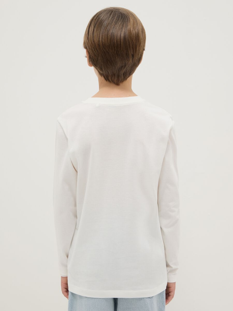 Boys' white pure cotton regular fit t-shirt with print_1