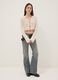 Pure white cotton knitted cardigan with deep V regular fit_1