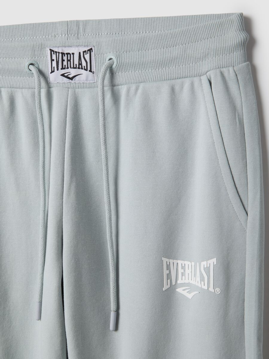 Grey cotton blend regular fit trousers with Everlast logo_5