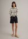 Black regular fit shorts with high waist and gold buttons_0