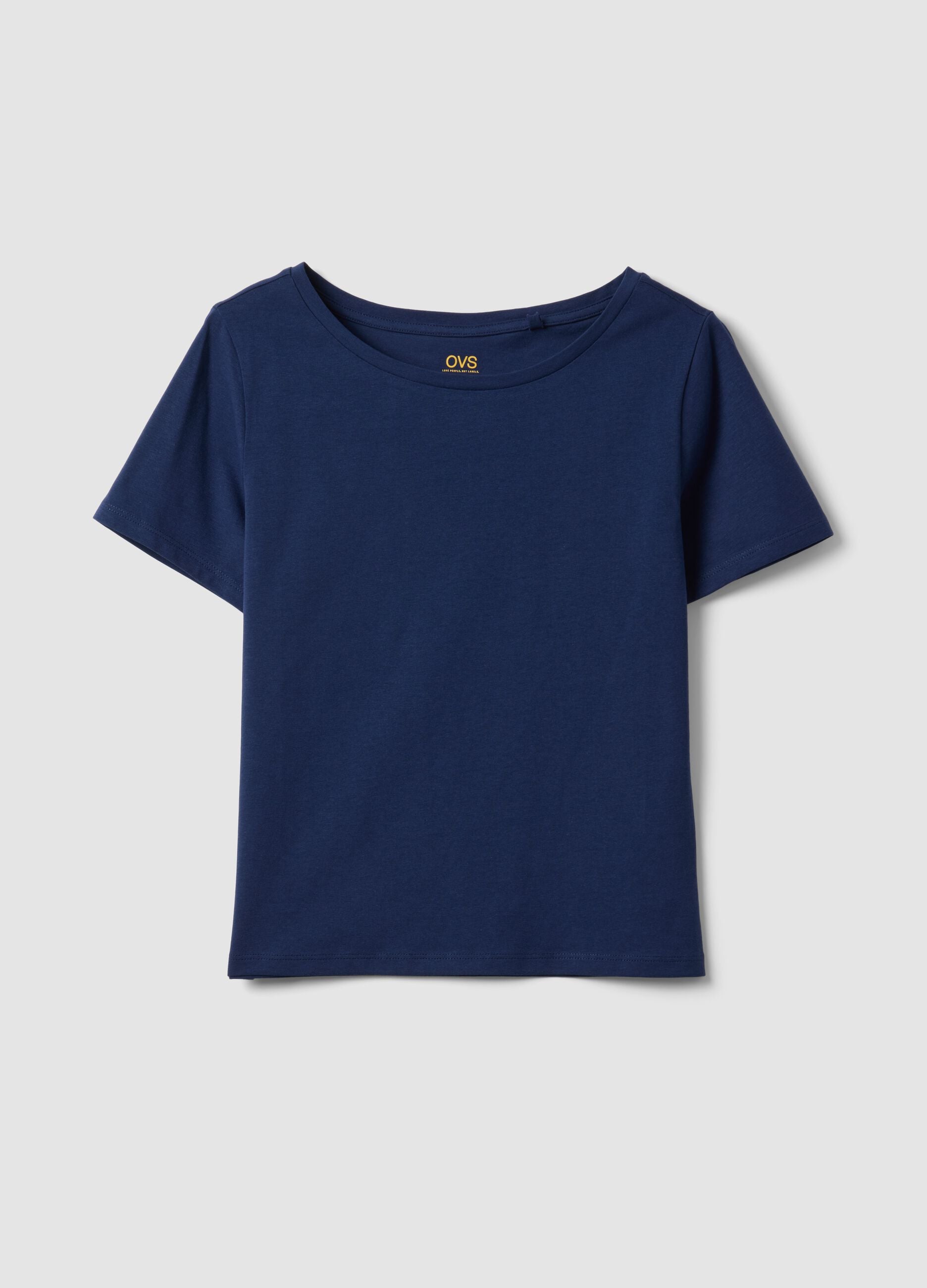 Blue pure cotton short-sleeve T-shirt