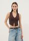Brown viscose blend waistcoat regular fit deep V_2